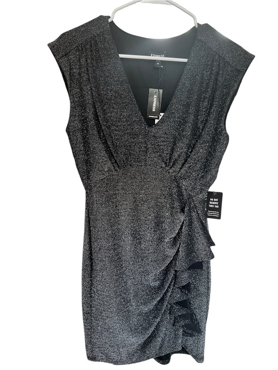 Express Dresses & Skirts - Express Shimmery Black V-Neck Ruffle Mini Dress
